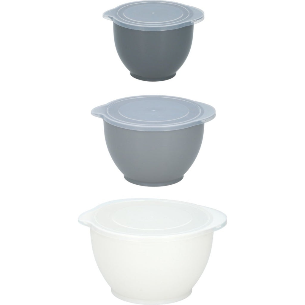 Alpina Mixing Bowls with Lids 1.2-3.4 L 3 Pieces Grey/White