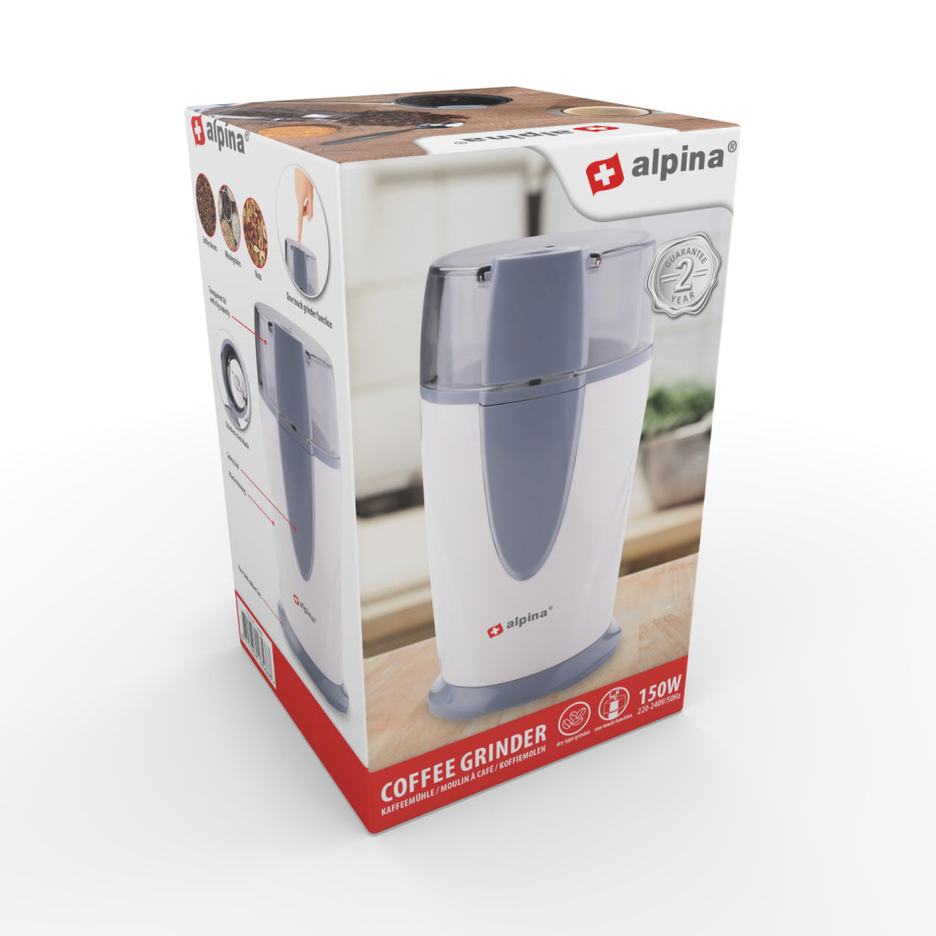 Alpina Electric Coffee Grinder 150W White/Grey