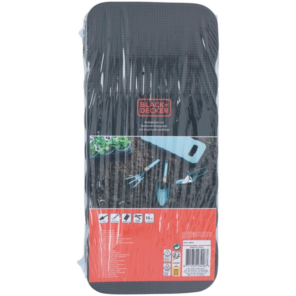 Black&Decker Garden Tool Set 4-Piece with Shovel, Pruning Shears, Fork, Knee Pads