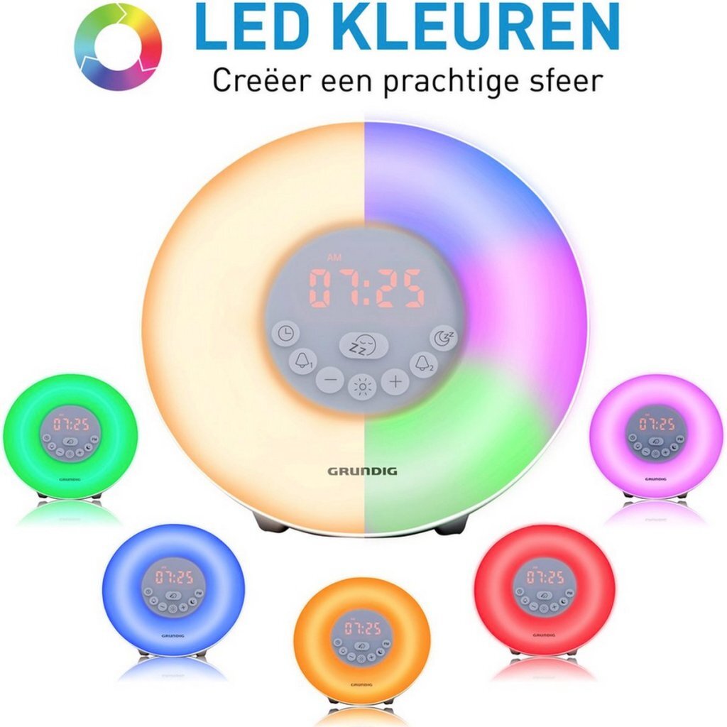 Grundig Wake-Up Light Alarm Clock - White - FM Radio - 10 Natural Sounds