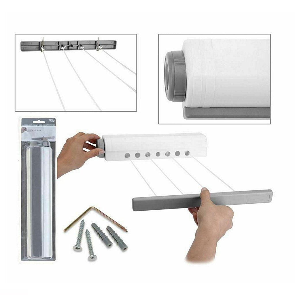 Indoor Clothesline 14 m White/Grey