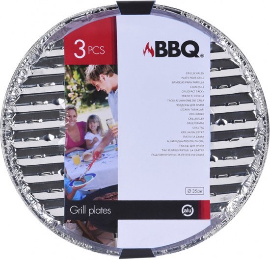 Barbecue Grill Trays Round 35 cm 3 Pieces