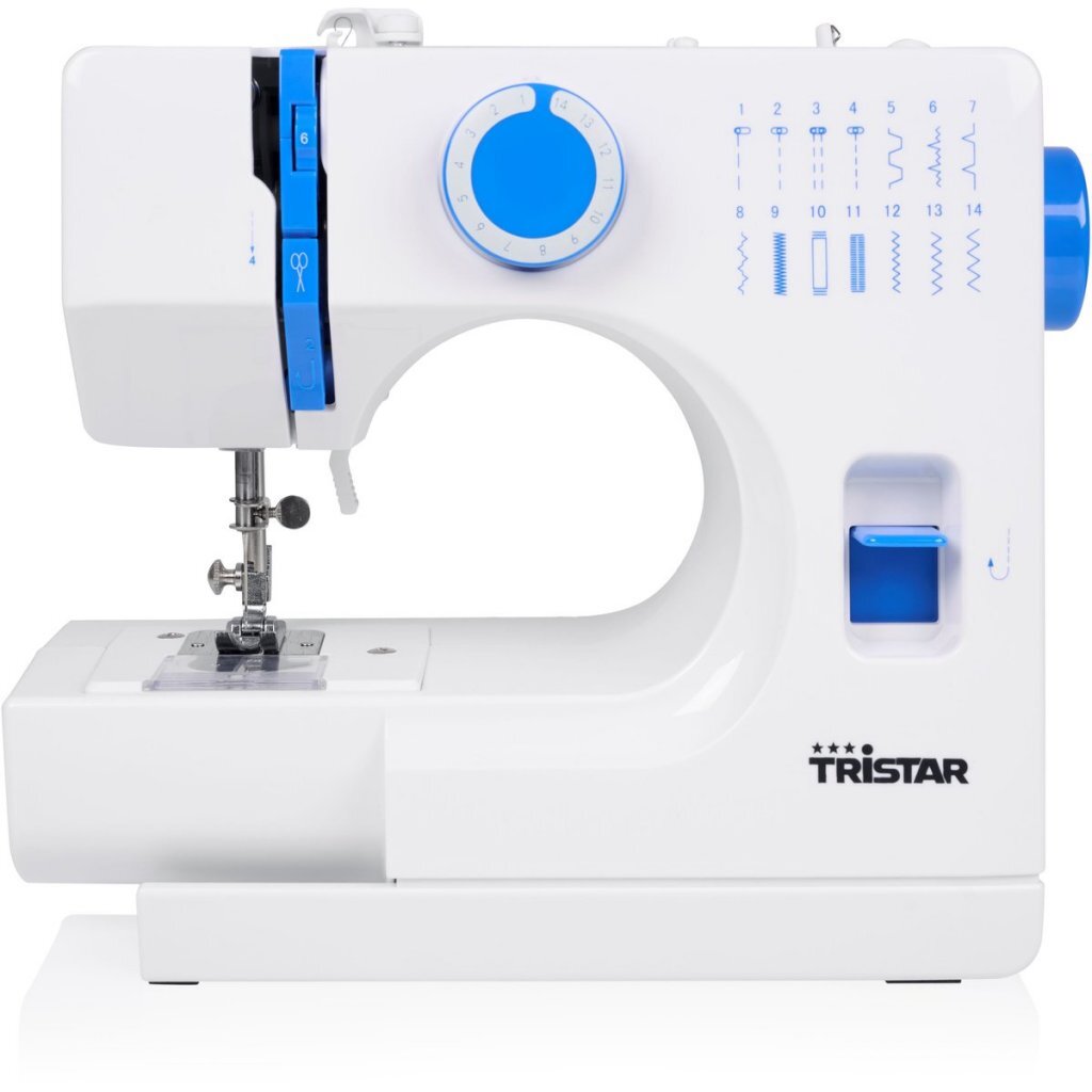 Tristar SM-6003 Sewing Machine - White/Blue - 14 Built-in Patterns - LED Lighting