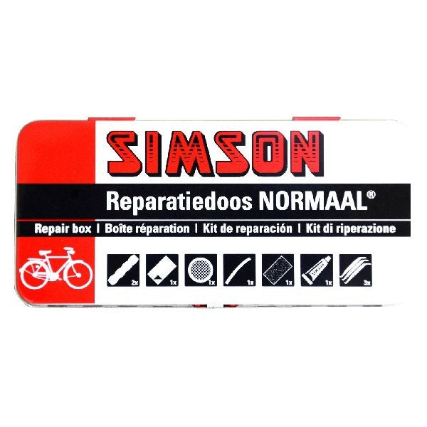 Simson Bicycle Repair Kit - 12 Patches, Valve Tubing, Tire Levers
