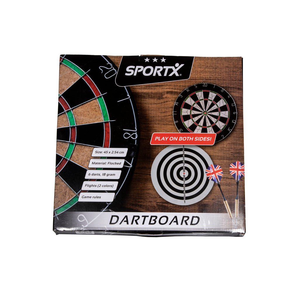 SportX Dartboard 45 cm with 6 Darts - Complete Set