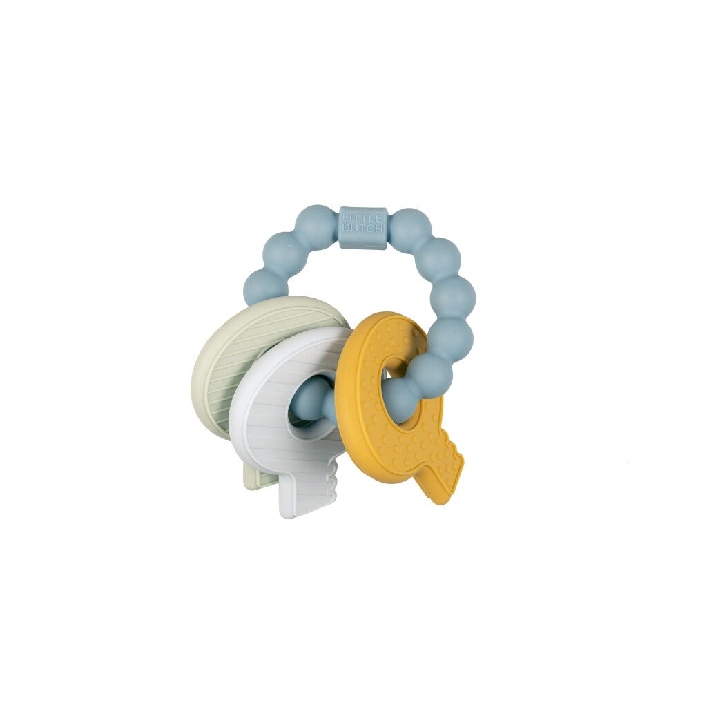 Little Dutch Silicone Teething Ring Keyring Blue