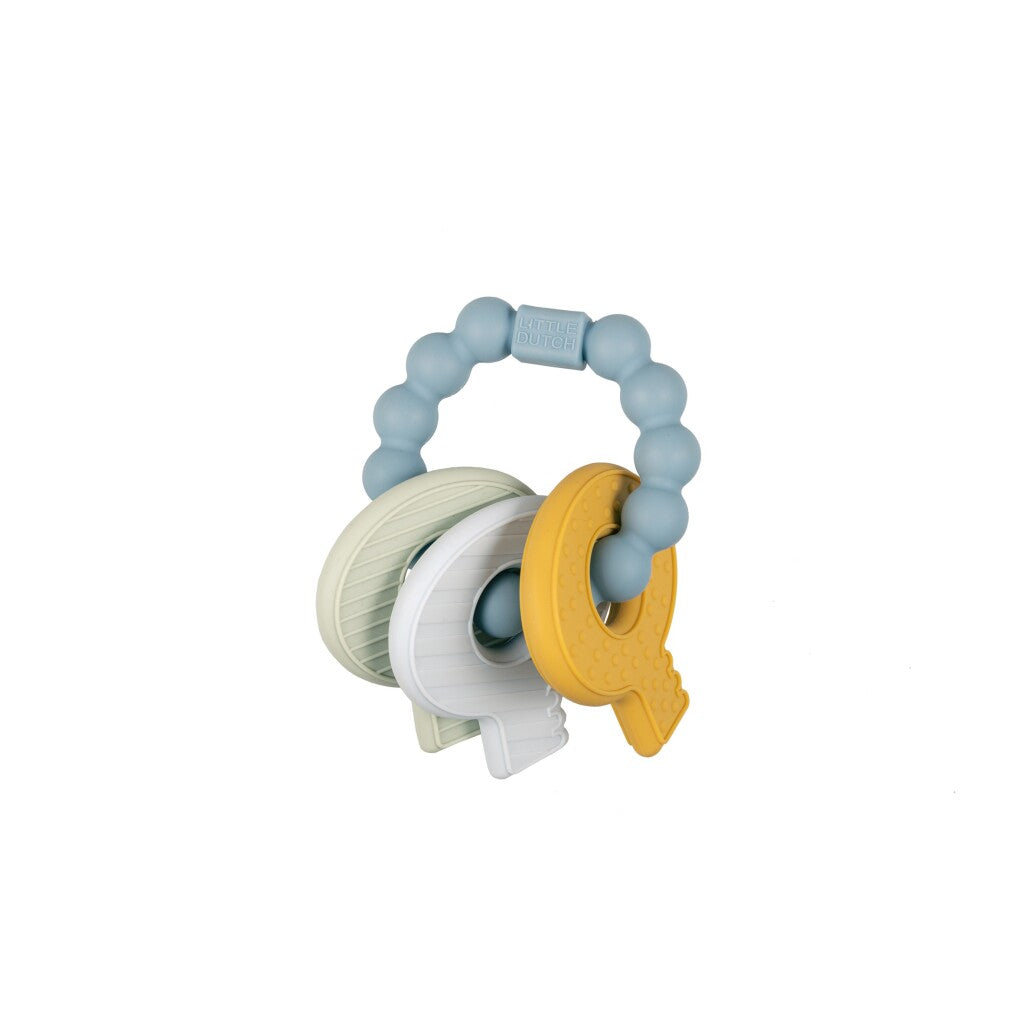 Little Dutch Silicone Teething Ring Keyring Blue