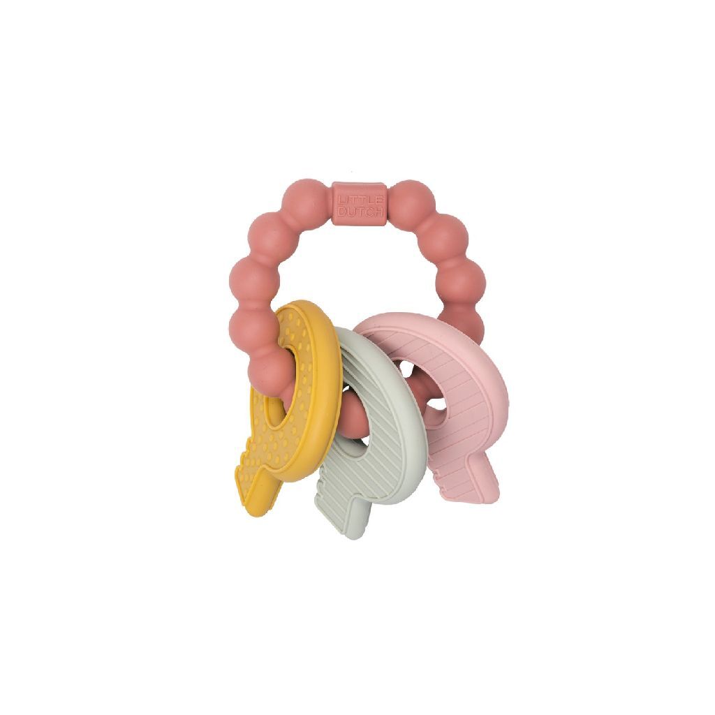 Little Dutch Silicone Teething Ring Keychain Pink