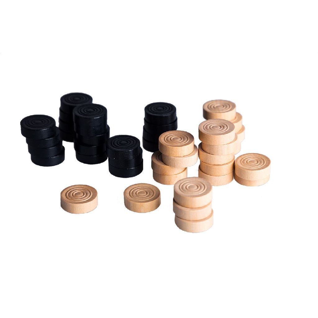 Clown Games Wooden Checkers - 40 Pieces - Diameter 3 cm - Storage Box Included