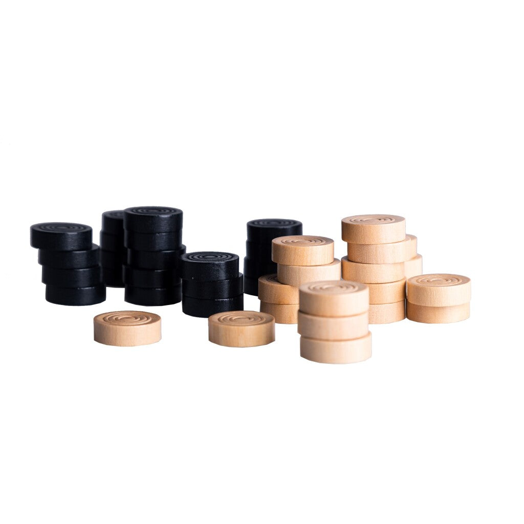 Clown Games Wooden Checkers - 40 Pieces - Diameter 3 cm - Storage Box Included