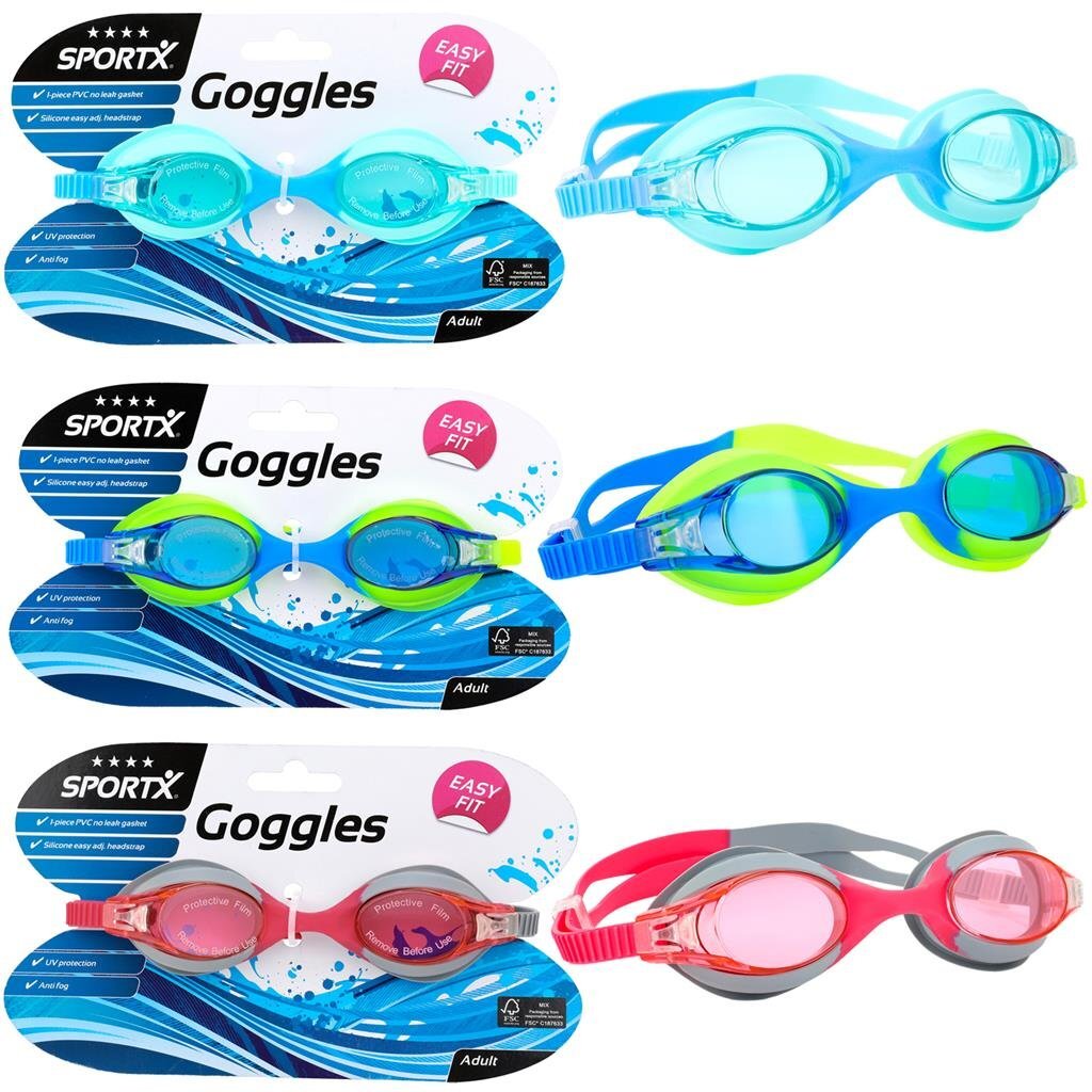 SportX Adult Swimming Goggles 4 Stars Assorted