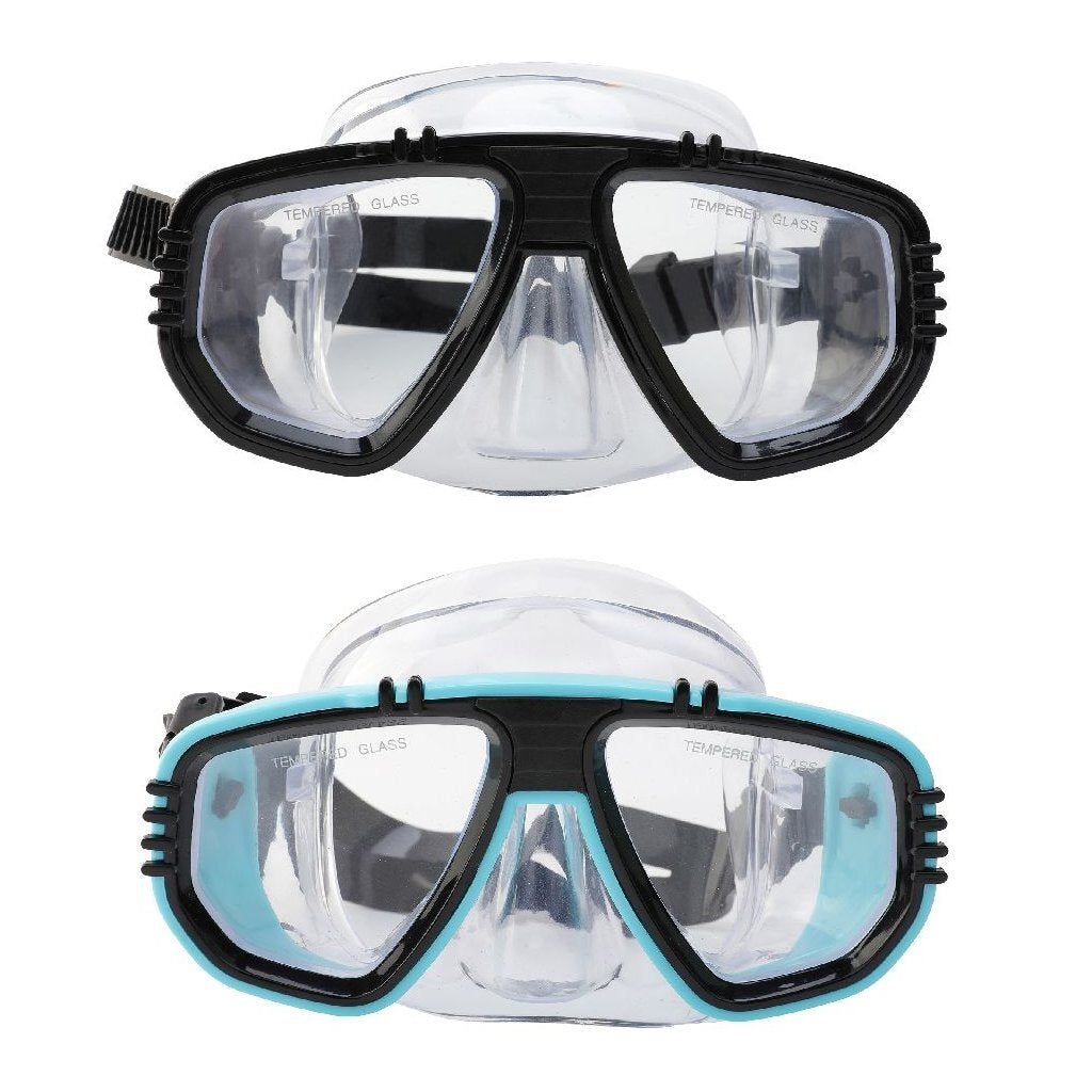 SportX Adult Swimming Mask 3 Stars Assorted - Safety Glass Lenses - Adjustable Headband - Random Version