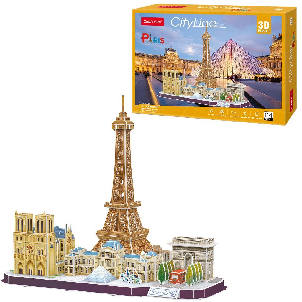 Cubic Fun 3D Puzzle Paris City Line 114 Pieces for Kids Aged 8 and Up