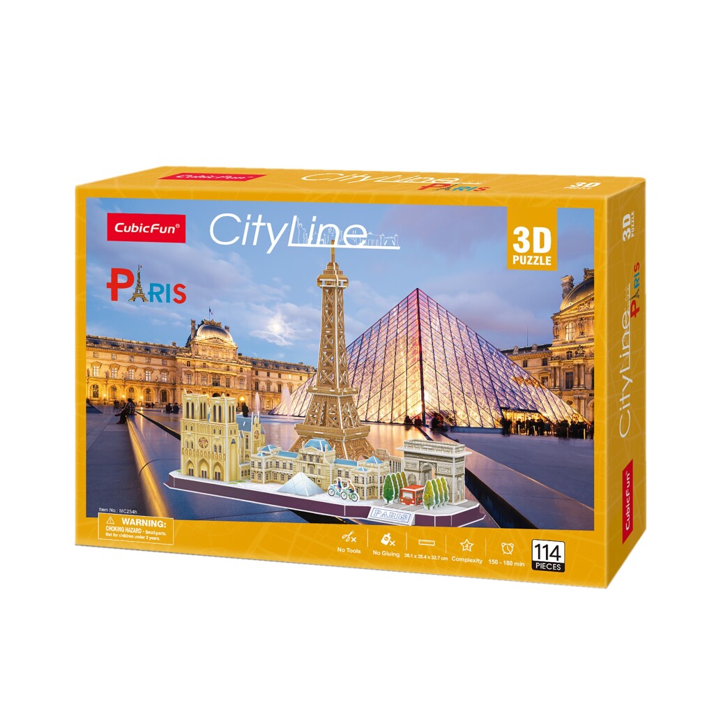 Cubic Fun 3D Puzzle Paris City Line 114 Pieces for Kids Aged 8 and Up