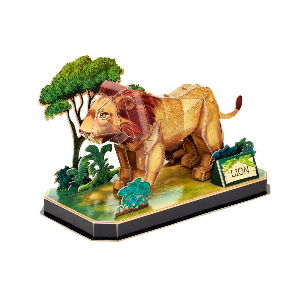 Cubic Fun 3D Puzzle Lion 40 Pieces with Display Stand for Kids Aged 8 and Up