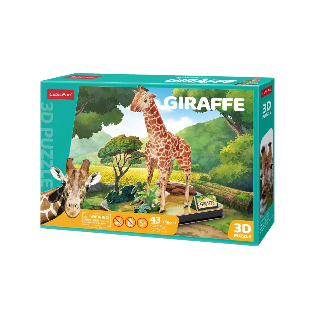 Cubic Fun 3D Puzzle Giraffe 43 Pieces with Display Stand for Kids Aged 8 and Up