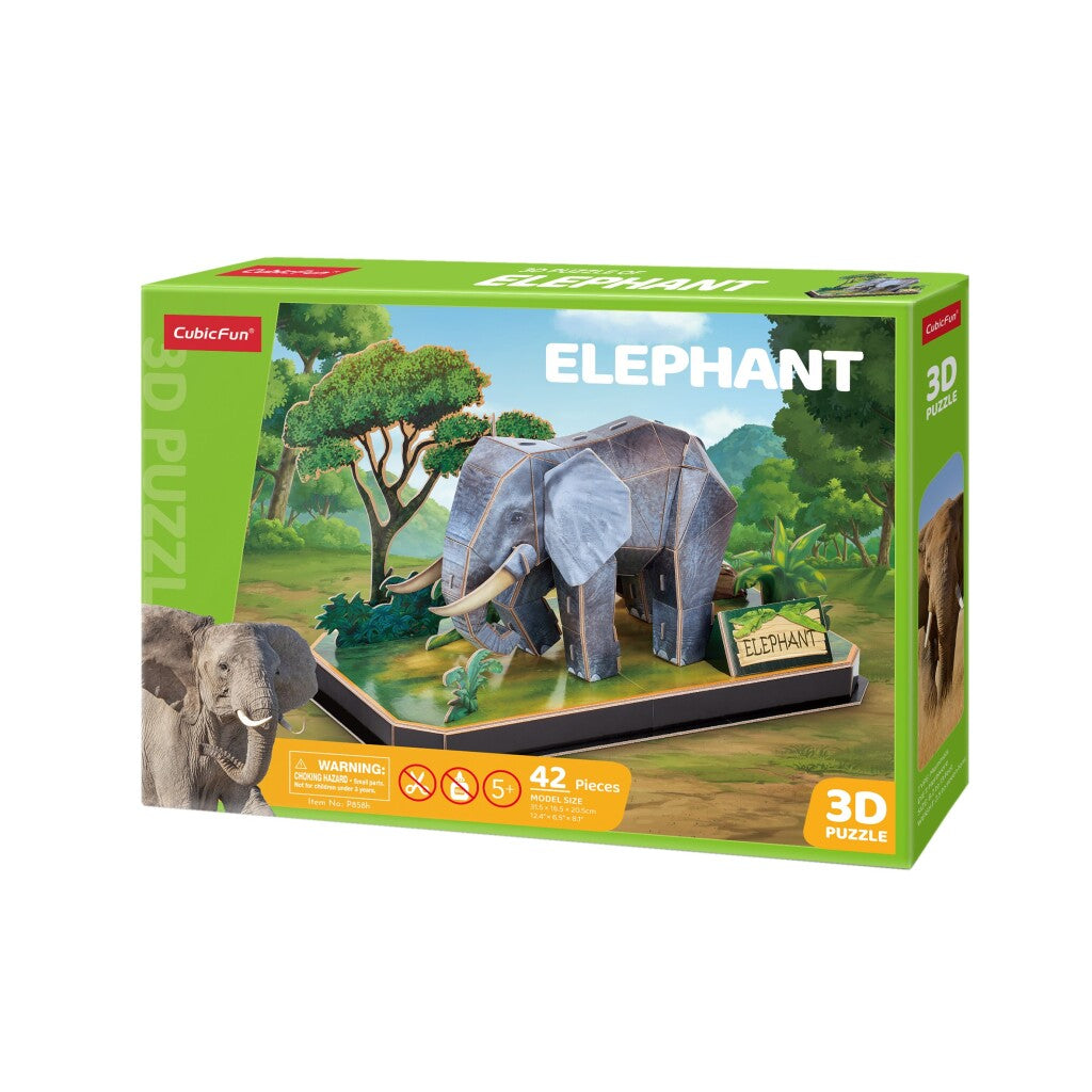 Cubic Fun 3D Puzzle Elephant 42 Pieces with Display Stand for Kids Aged 8 and Up