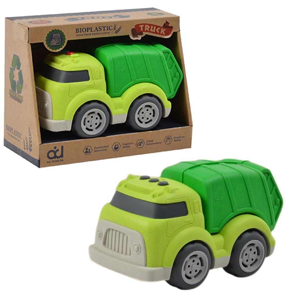 Bioplastic Garbage Truck 18 cm Green