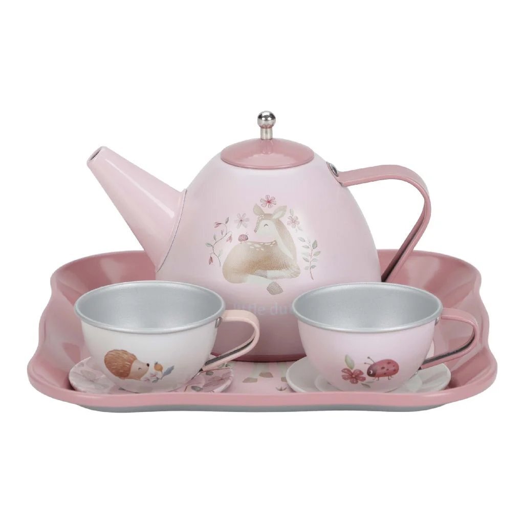 Little Dutch Fairy Garden Pewter Tea Set in Suitcase - For Ages 3+