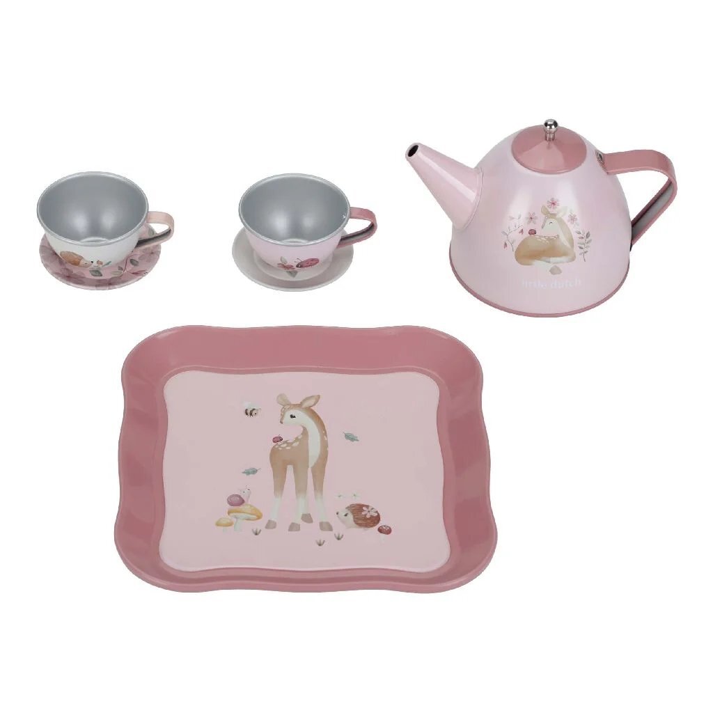 Little Dutch Fairy Garden Pewter Tea Set in Suitcase - For Ages 3+