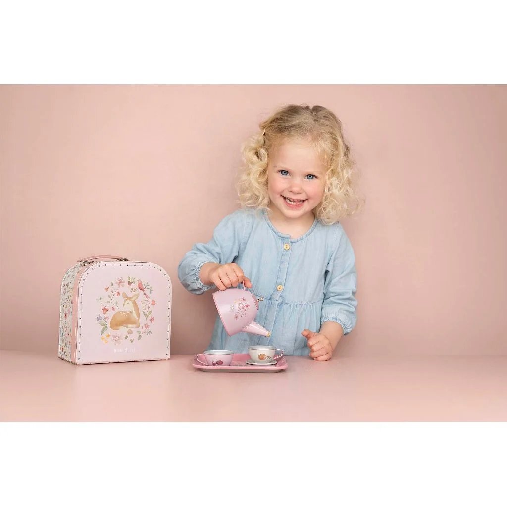 Little Dutch Fairy Garden Pewter Tea Set in Suitcase - For Ages 3+