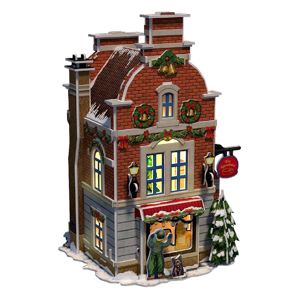 Cubic Fun 3D Puzzle Dutch Cottage Winter Cheese Shop + Light 60 Pieces