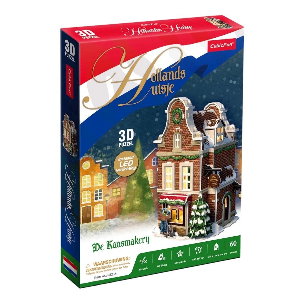 Cubic Fun 3D Puzzle Dutch Cottage Winter Cheese Shop + Light 60 Pieces