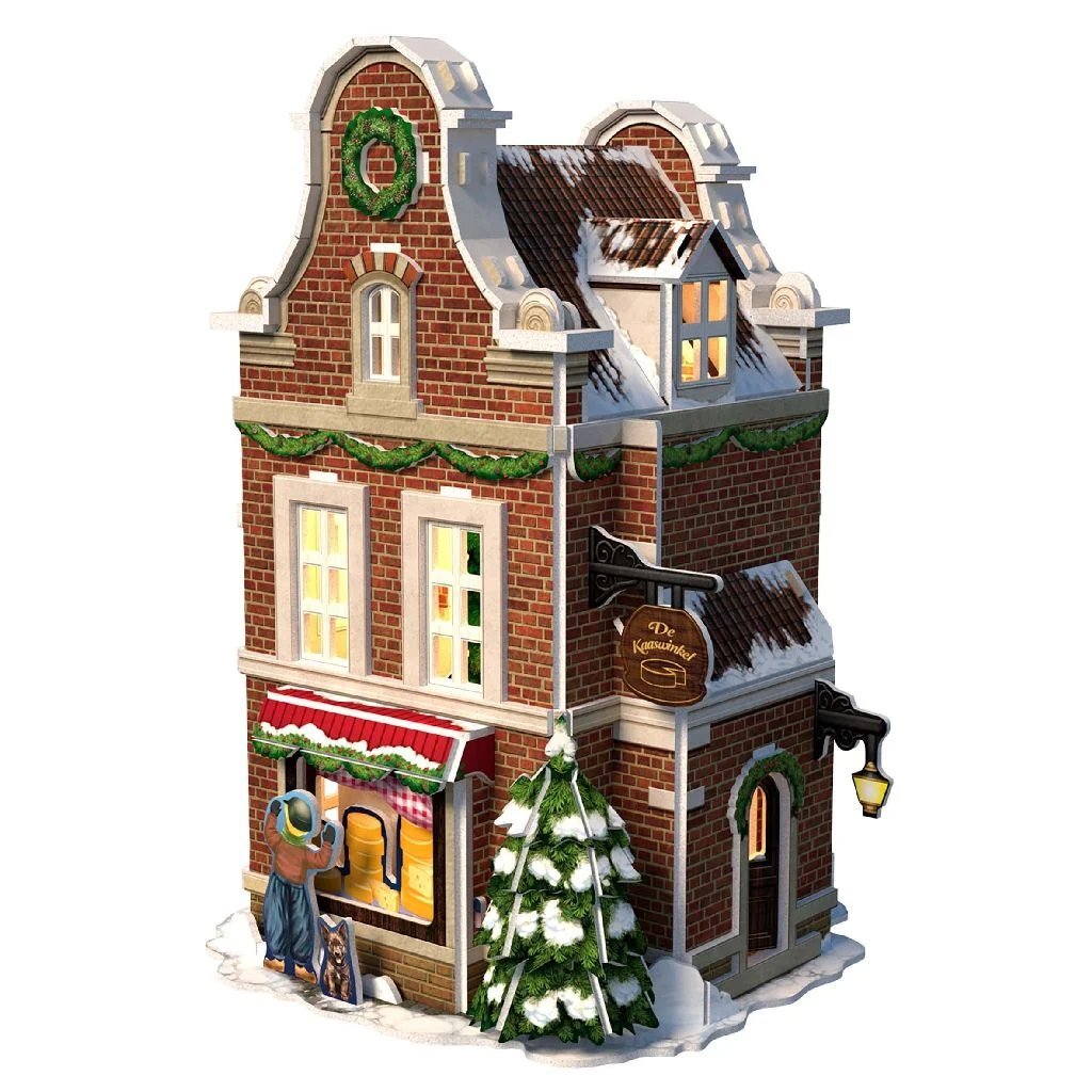 Cubic Fun 3D Puzzle Dutch Cottage Winter Cheese Shop + Light 60 Pieces