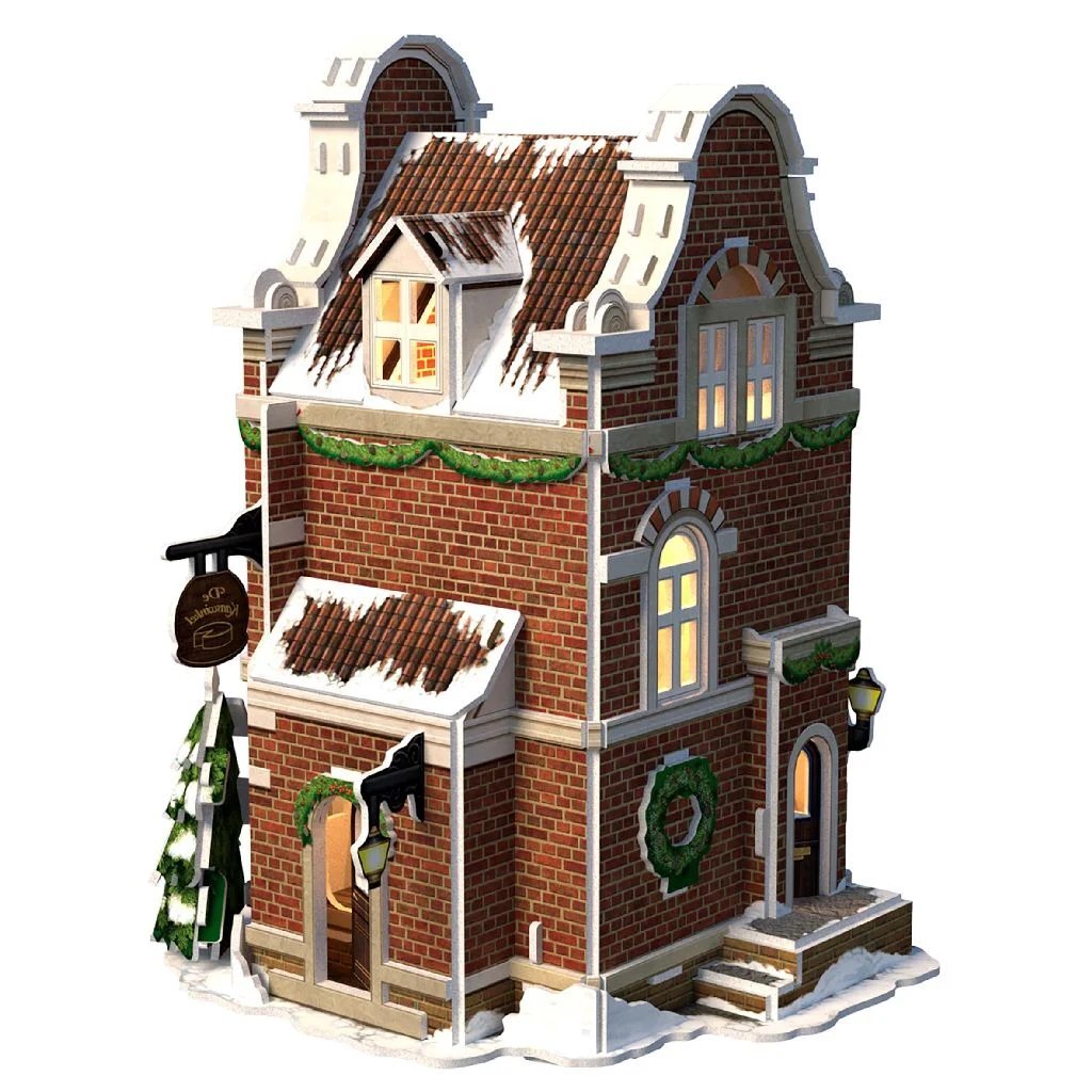 Cubic Fun 3D Puzzle Dutch Cottage Winter Cheese Shop + Light 60 Pieces