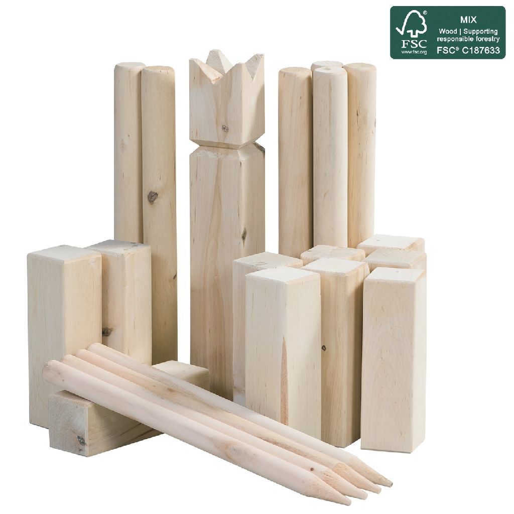 Outdoor Play Wooden Kubb Game + Carrying Bag