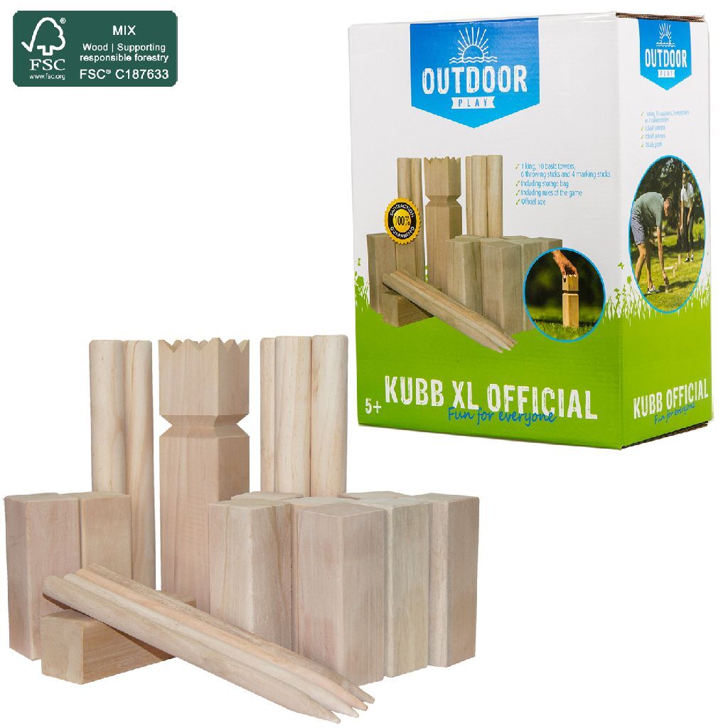Outdoor Play Wooden Kubb Game XL - Family Fun Game - Ages 5+
