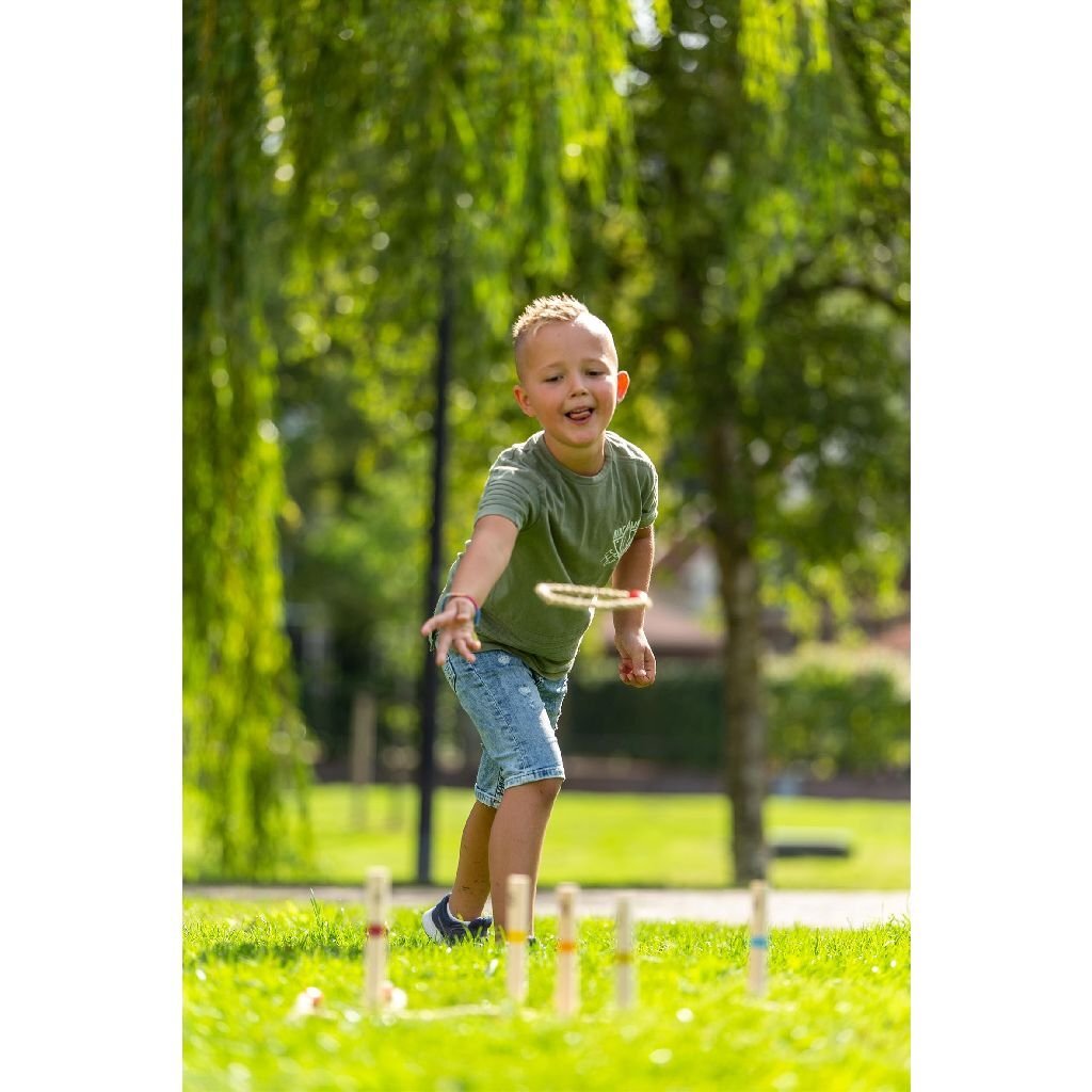Outdoor Play Wooden Ring Toss Game + Carrying Bag - Ages 3+