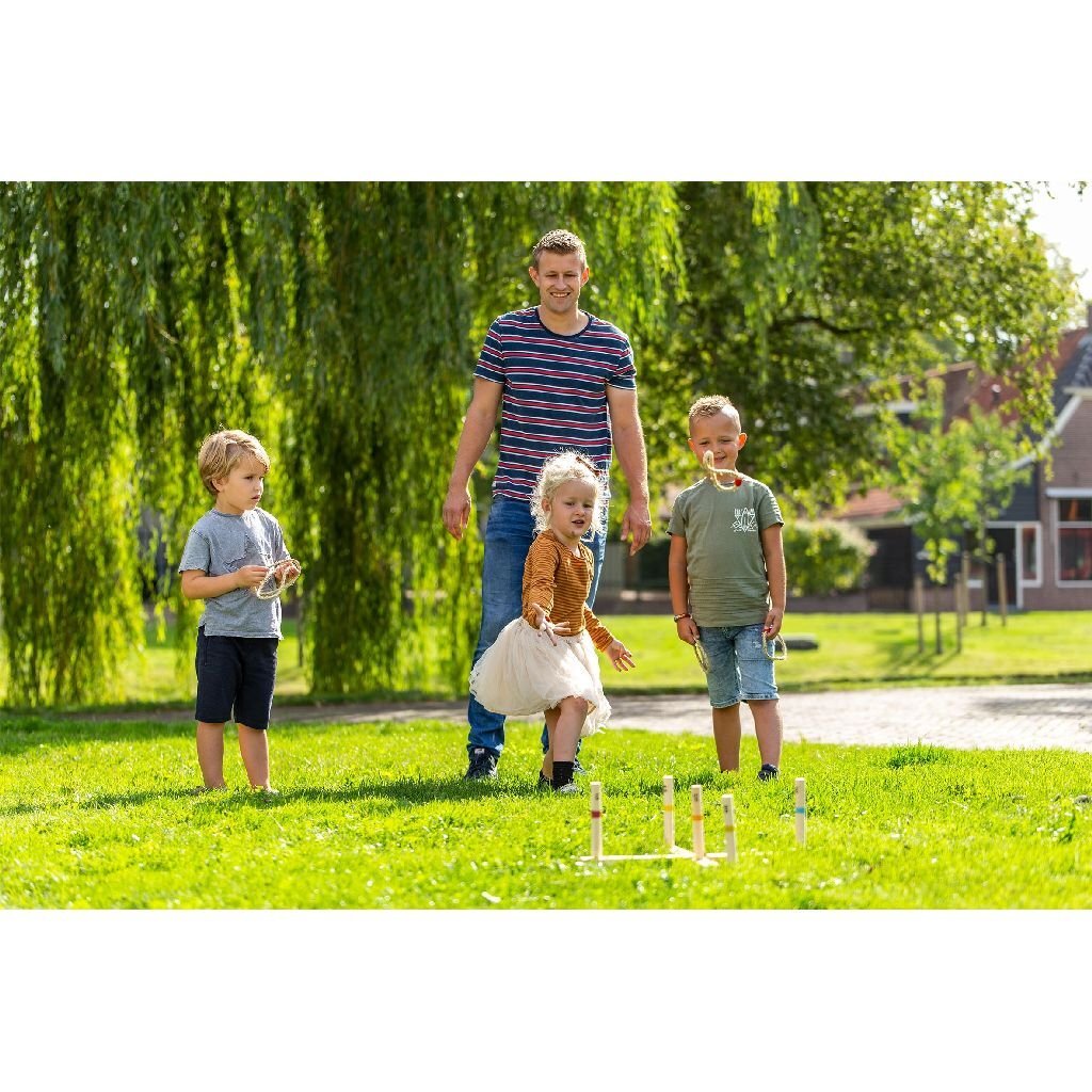 Outdoor Play Wooden Ring Toss Game + Carrying Bag - Ages 3+