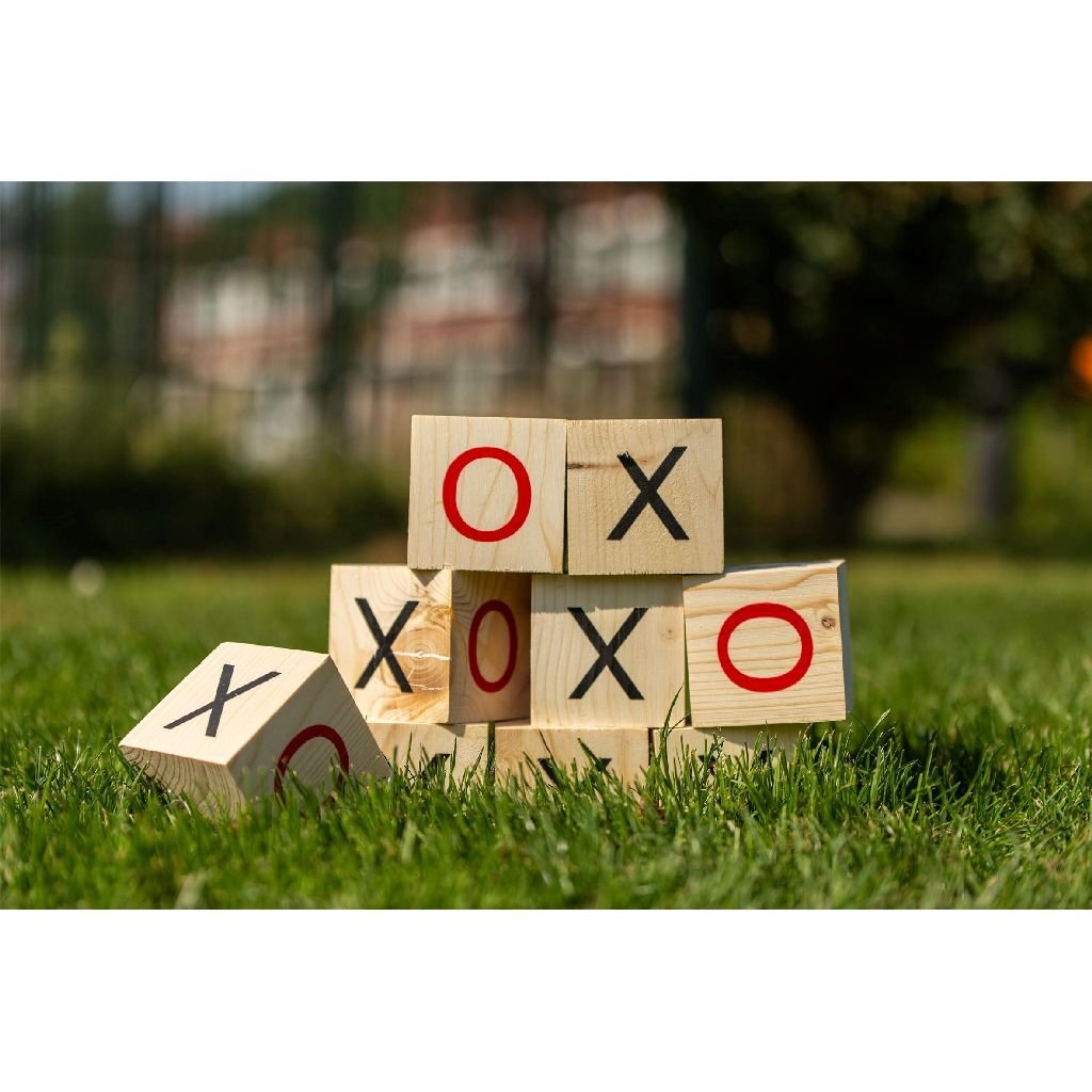 Outdoor Play Wooden Tic-Tac-Toe - Classic Game - Ages 5+