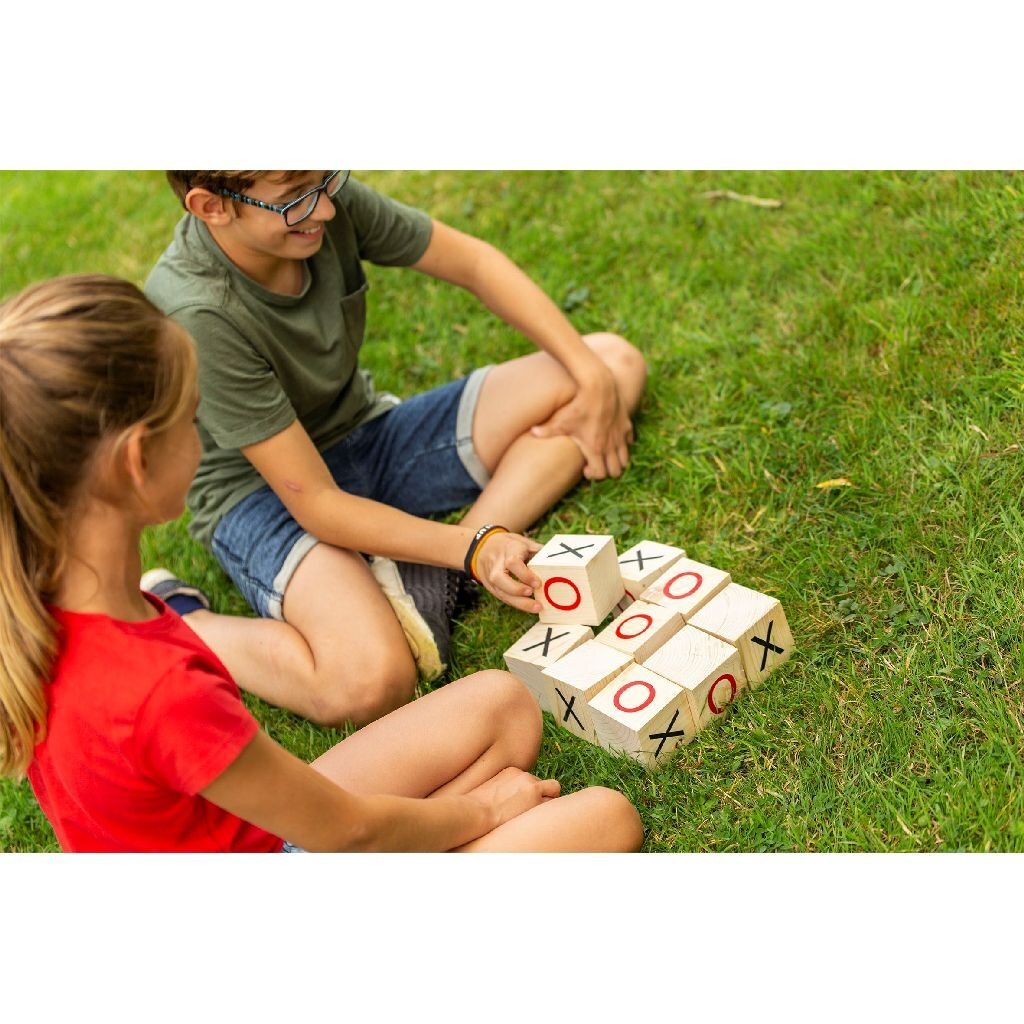 Outdoor Play Wooden Tic-Tac-Toe - Classic Game - Ages 5+