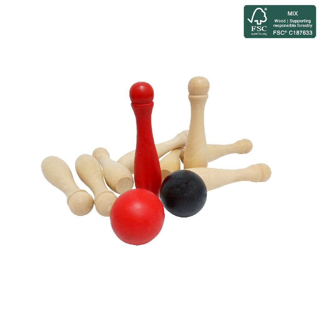 Outdoor Play Garden Bowling Wood - Fun Game for Kids - Ages 3+