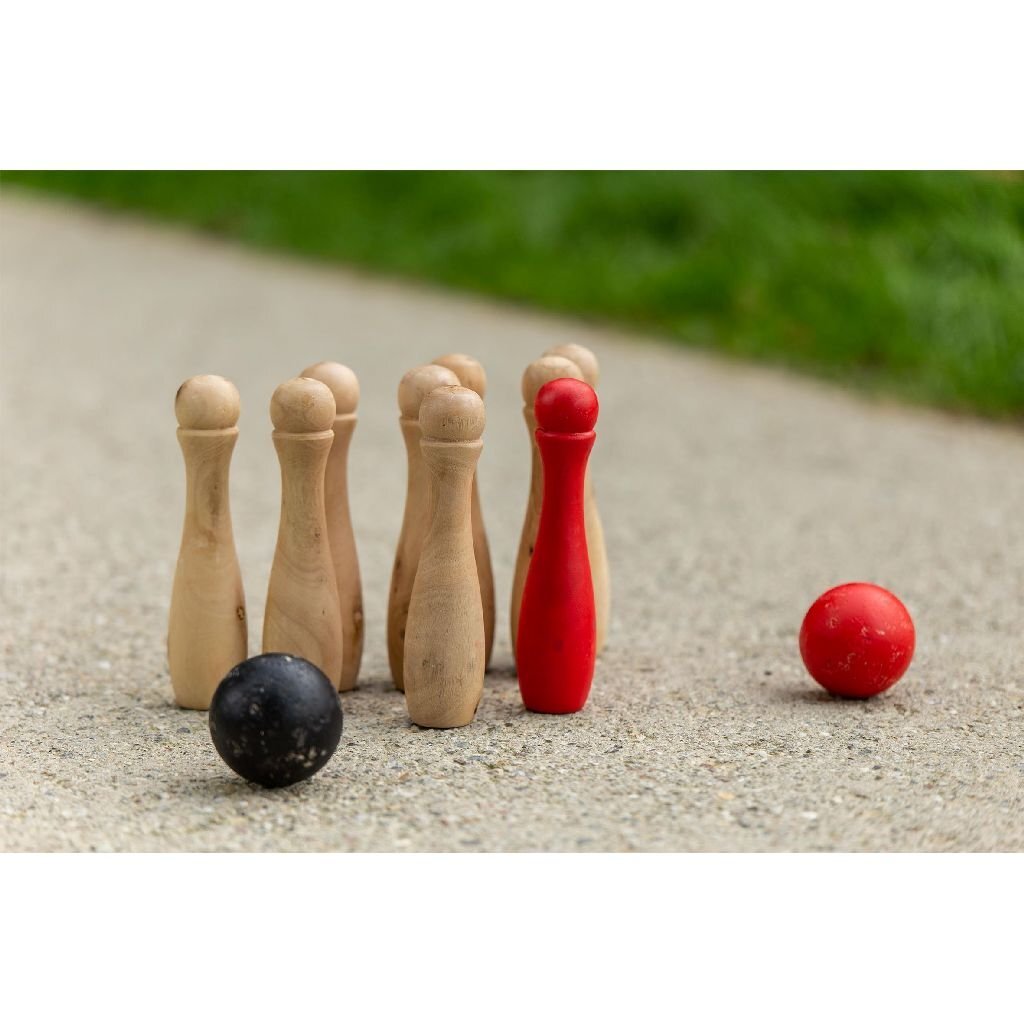 Outdoor Play Garden Bowling Wood - Fun Game for Kids - Ages 3+