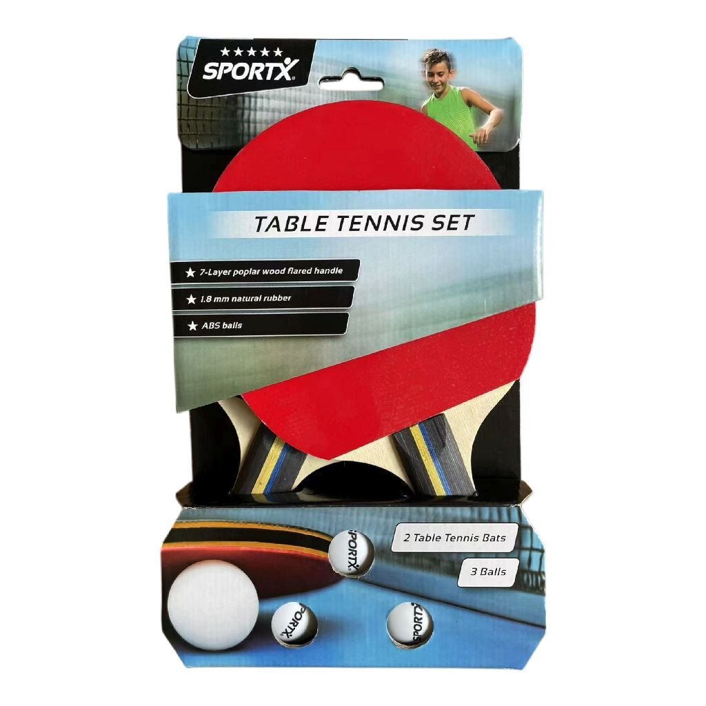 SportX Table Tennis Set - 5 Stars - 2 Rackets & 3 Balls