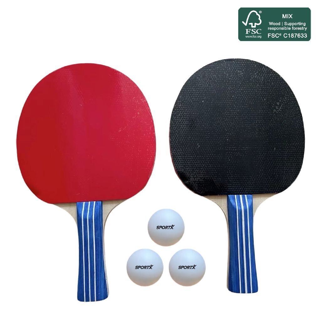SportX Table Tennis Set in Bag 4 Stars, 2 Rackets and 3 Balls