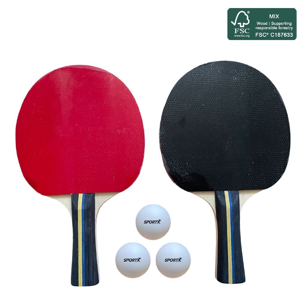 SportX Table Tennis Set in Bag - 5 Stars - 2 Rackets & 3 Balls
