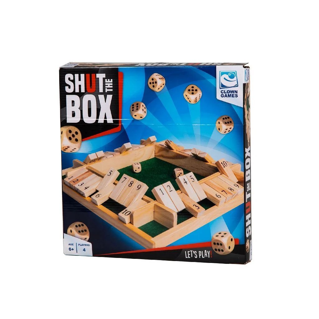 Clown Games Shut The Box - Wooden Game for 4 Players - Ages 6+