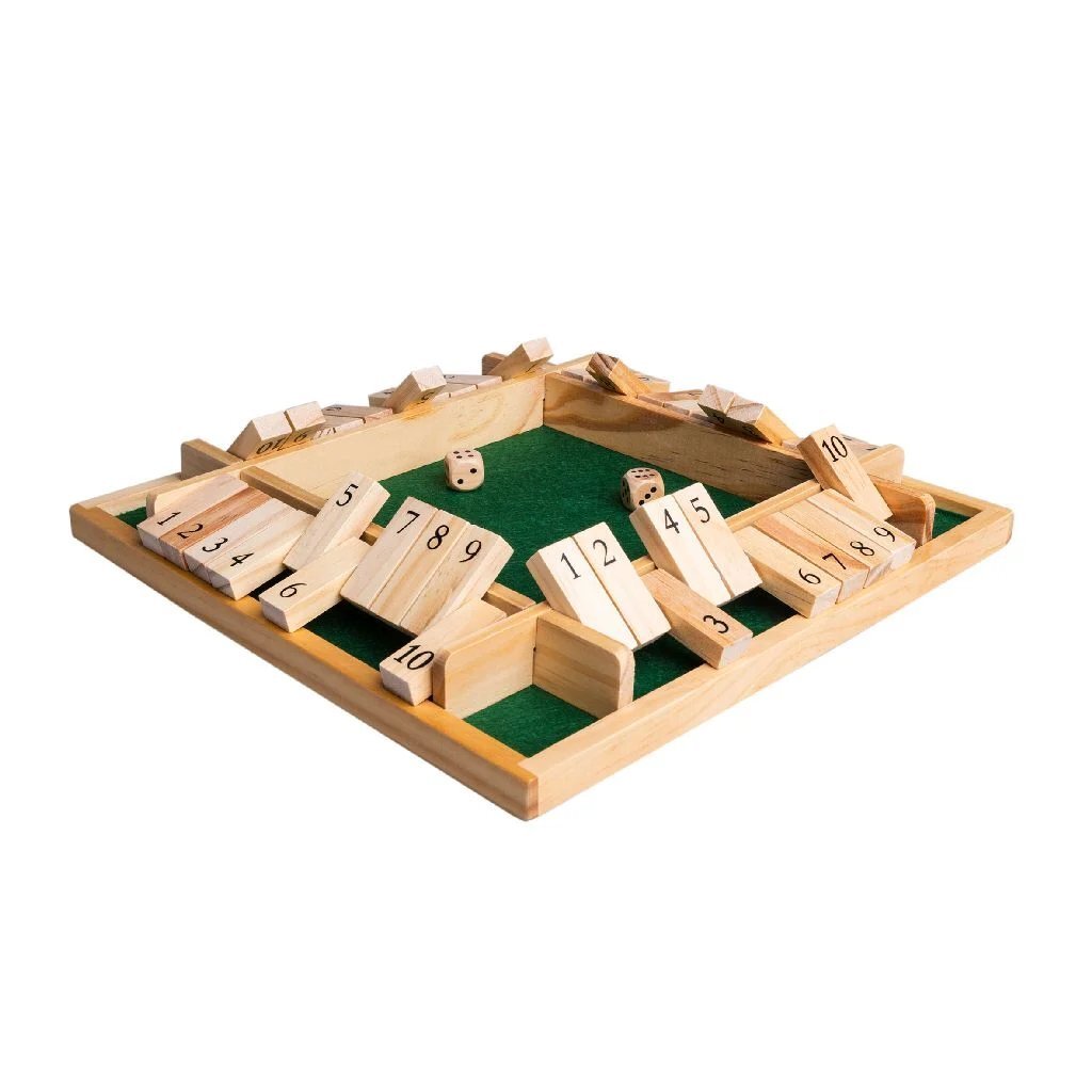 Clown Games Shut The Box - Wooden Game for 4 Players - Ages 6+