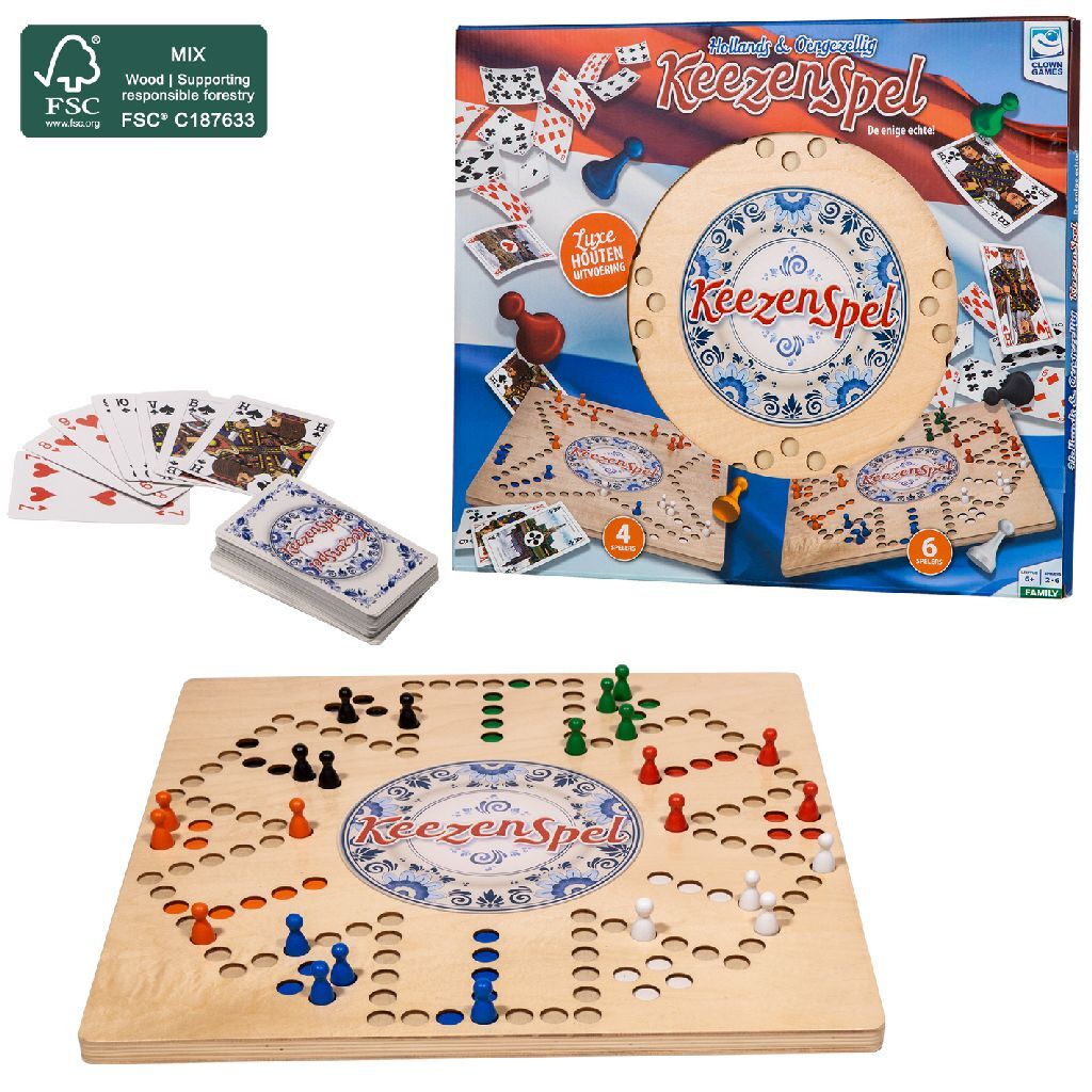Clown Games Wooden Keezen Game for 2-6 Players Aged 6+