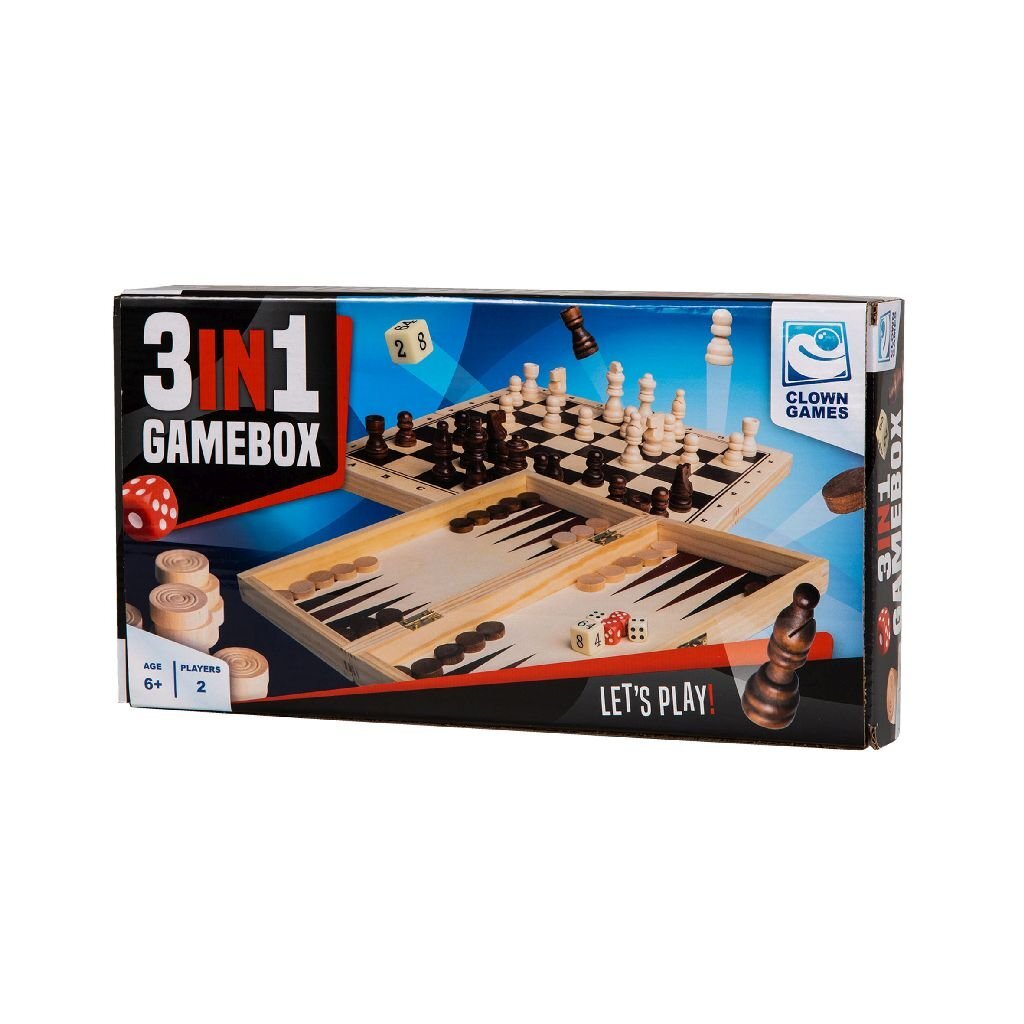 Clown Games 3in1 Game Box Wood