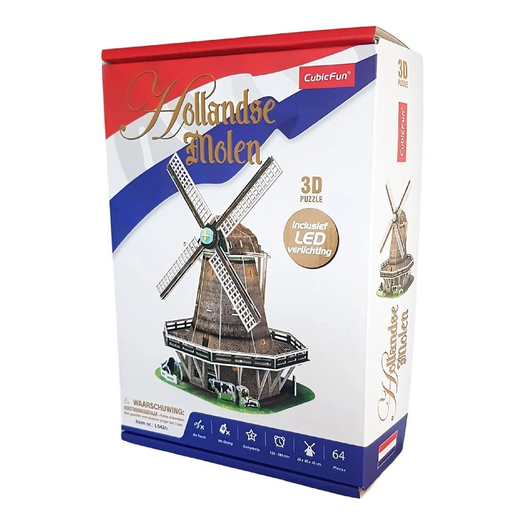 Cubic Fun 3D Puzzle Windmill + Light 64 Pieces