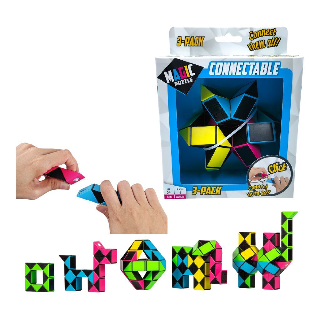 Magic Puzzle Connectable 3 Pack - Unique Click System for Creative Play