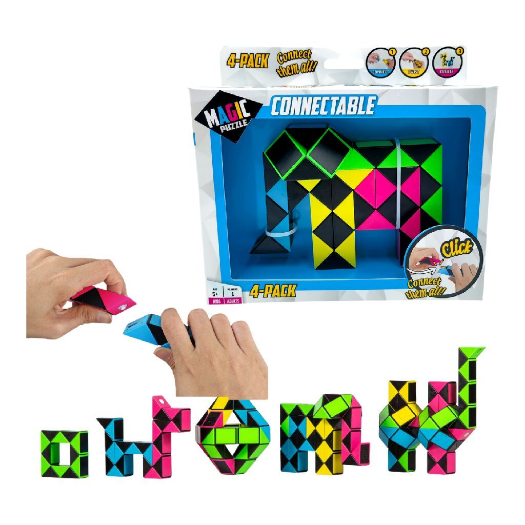 Magic Puzzle Connectable 4-Pack - Creative Puzzle Set for Kids