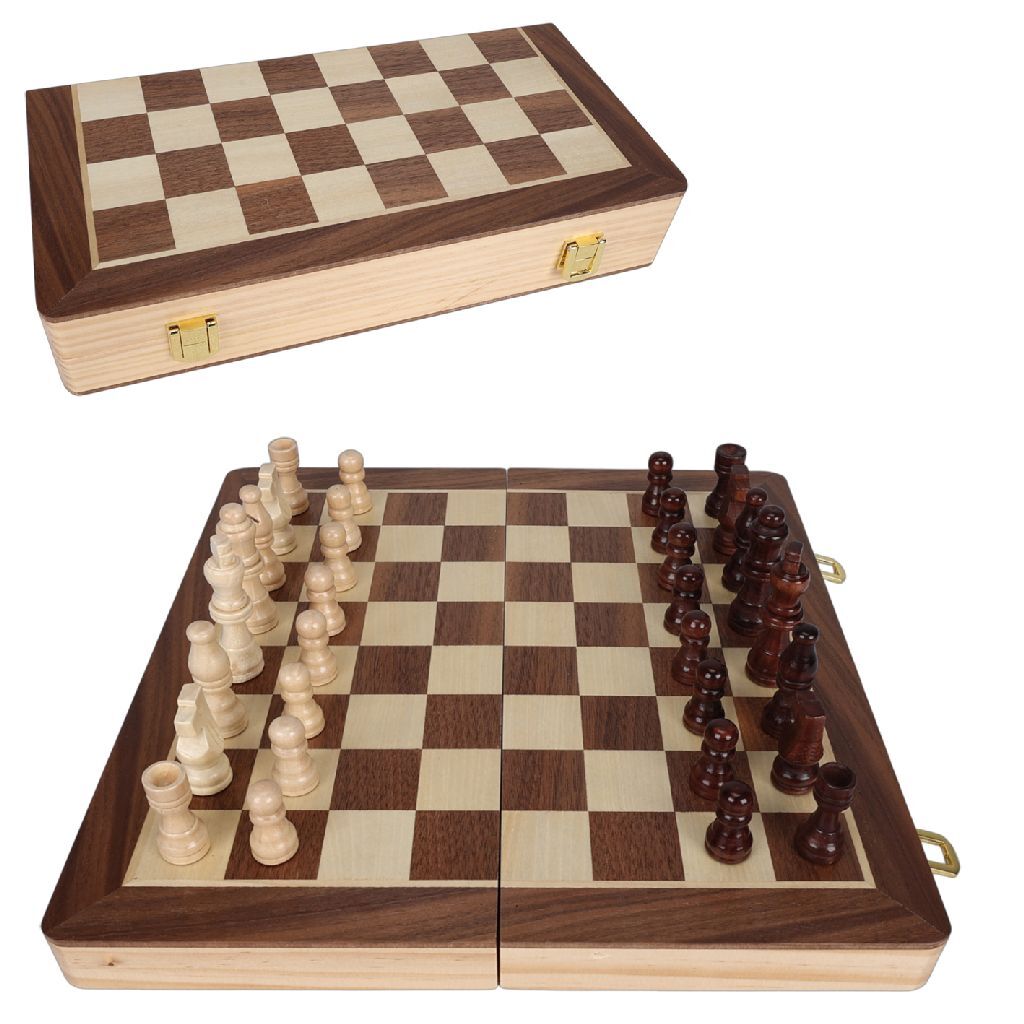 Clown Games Luxury Wooden Chess Set - Foldable Board - Ages 6+