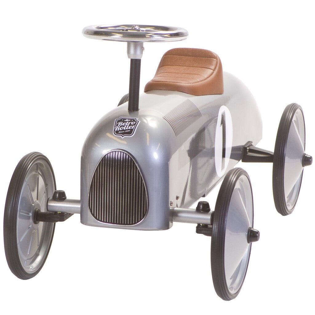 Retro Roller Metal Ride-on Car Jean Silver - Vintage Style for Kids 75x40x40