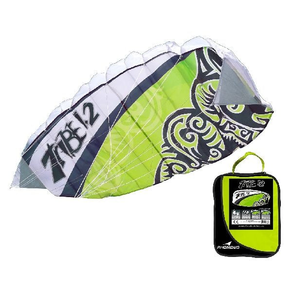 Rhomus Tribe 1.2 - Power Kite with Carrying Bag - 126 x 55 cm - Ages 6+ 2-Liner 70D